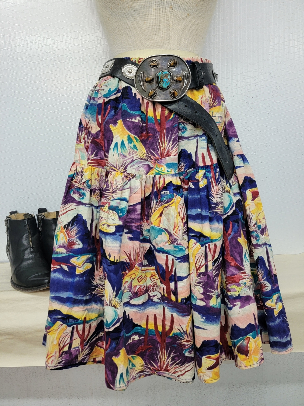 Boho Southwest Desert Print Skirt - Handcrafted